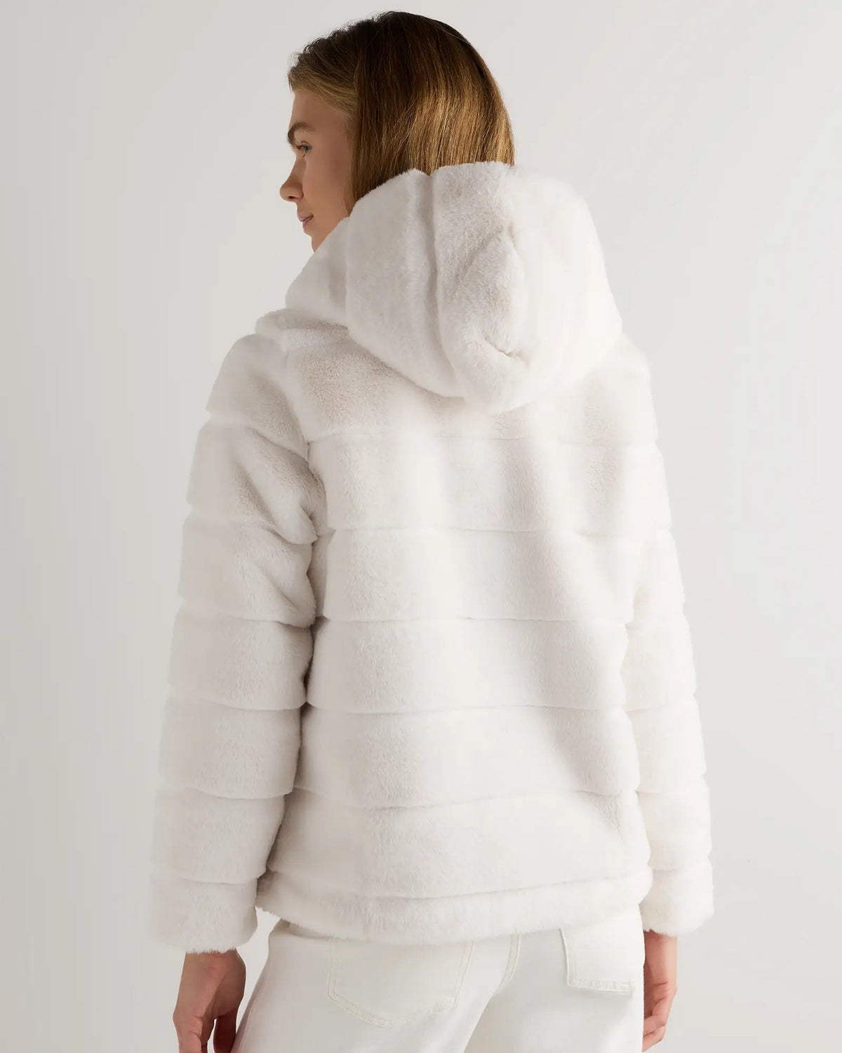 Hooded Faux Fur Jacket - From Where Finds -