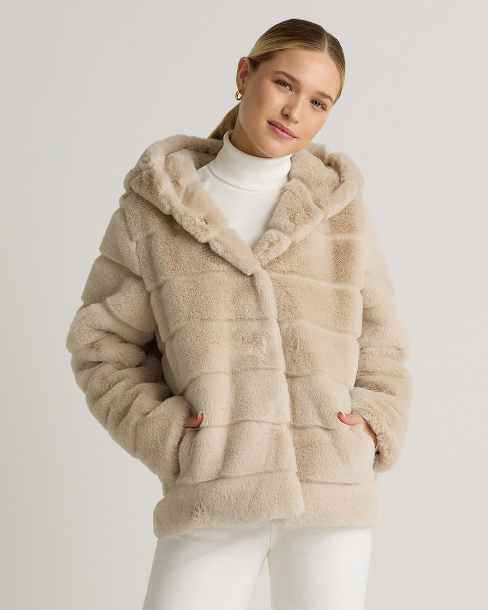 Hooded Faux Fur Jacket - From Where Finds -