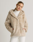 Hooded Faux Fur Jacket - From Where Finds -