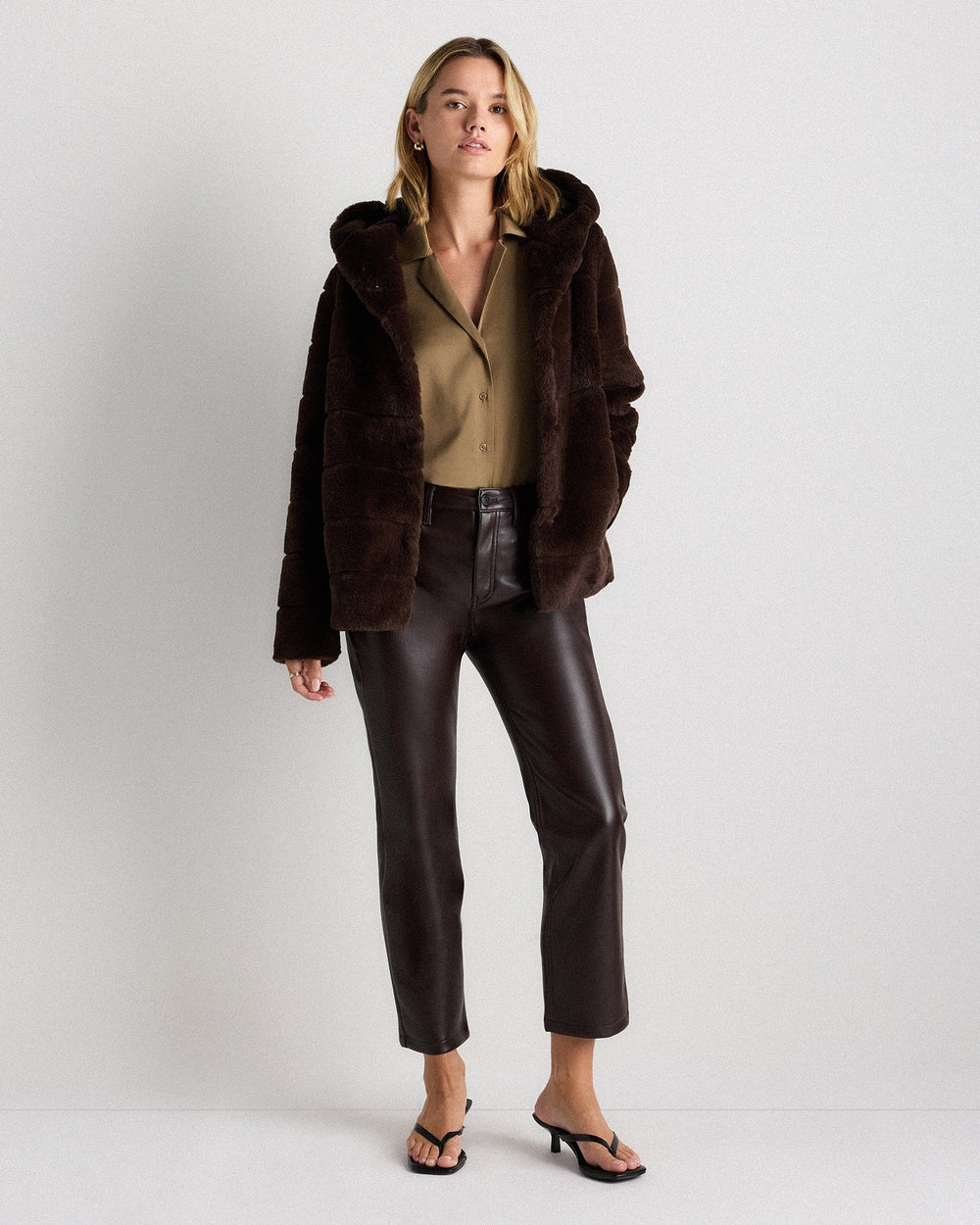 Hooded Faux Fur Jacket - From Where Finds -