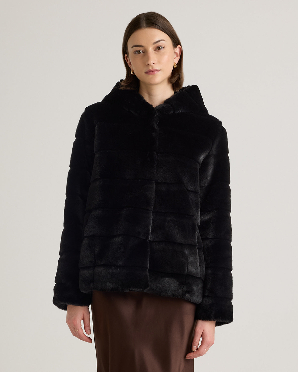 Hooded Faux Fur Jacket - From Where Finds -