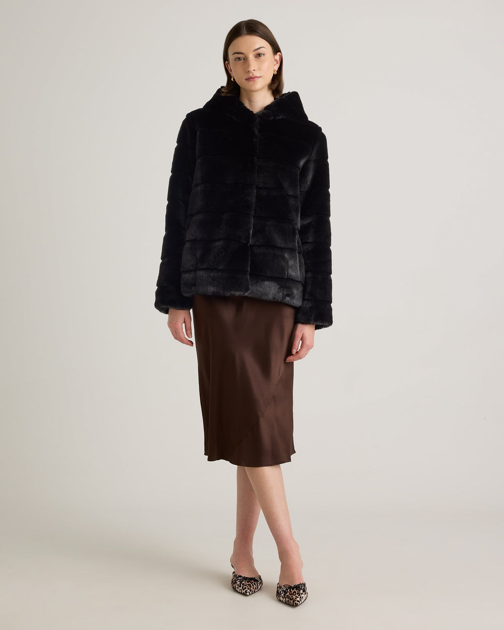 Hooded Faux Fur Jacket - From Where Finds -