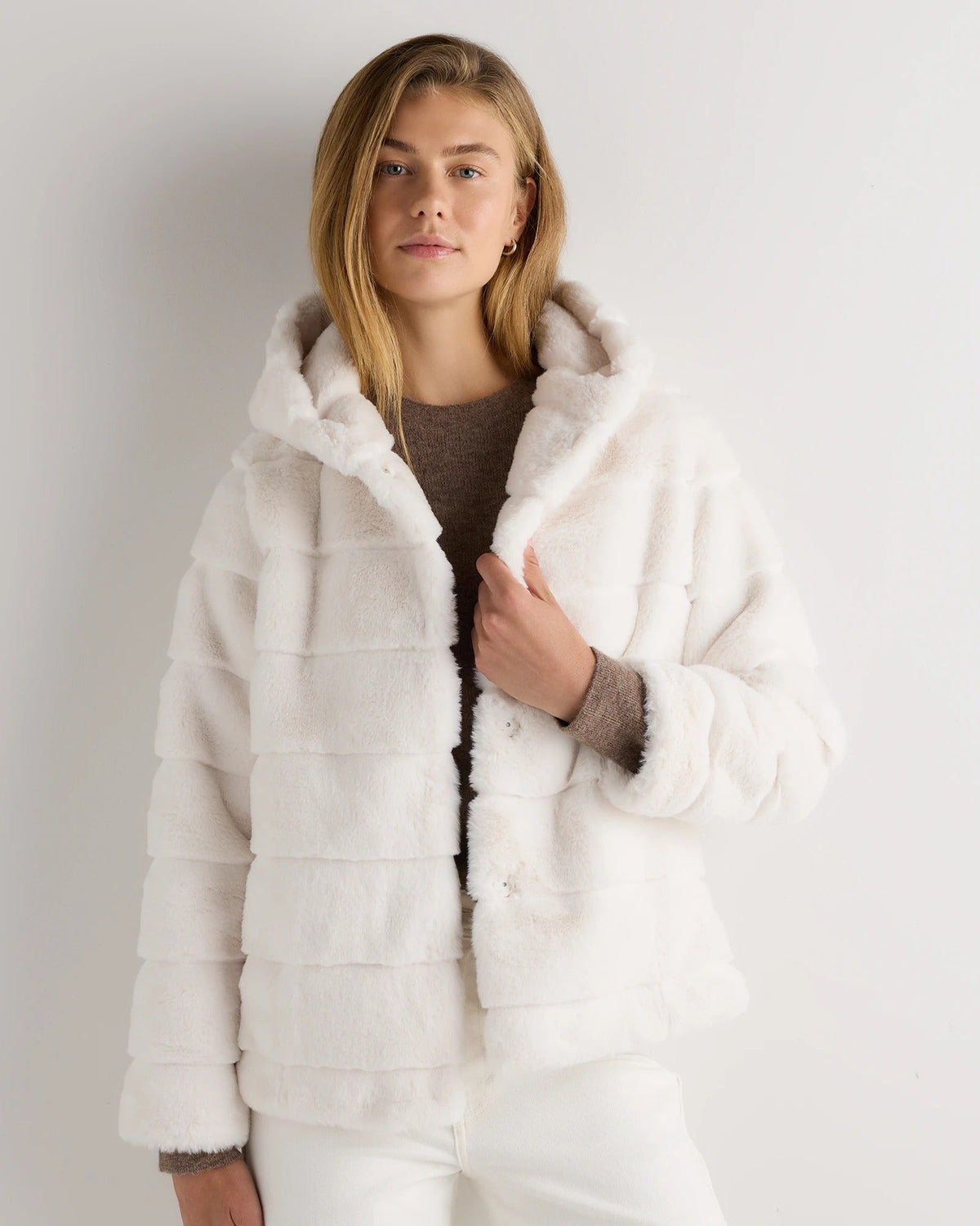 Hooded Faux Fur Jacket - From Where Finds -