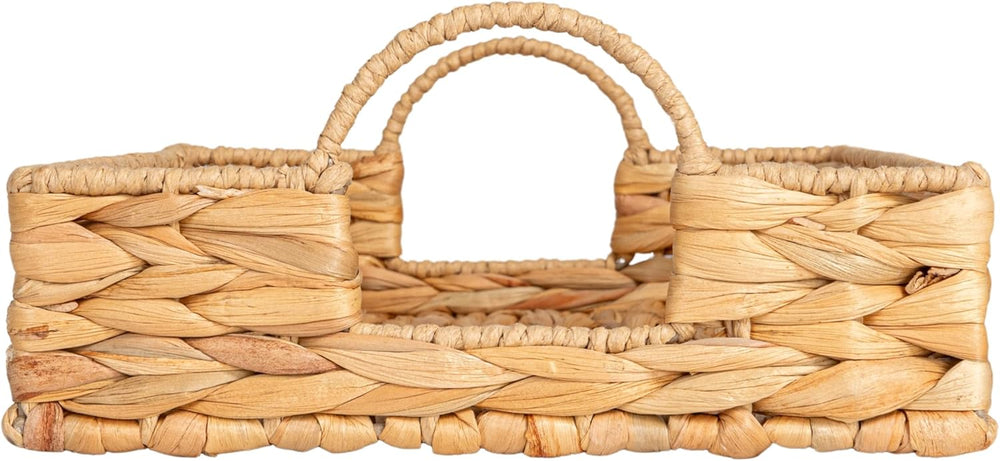 Household Essentials Water Hyacinth Woven Tray with Cutout Handles, Natural - From Where - 
