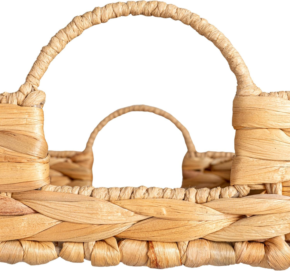 Household Essentials Water Hyacinth Woven Tray with Cutout Handles, Natural - From Where - 