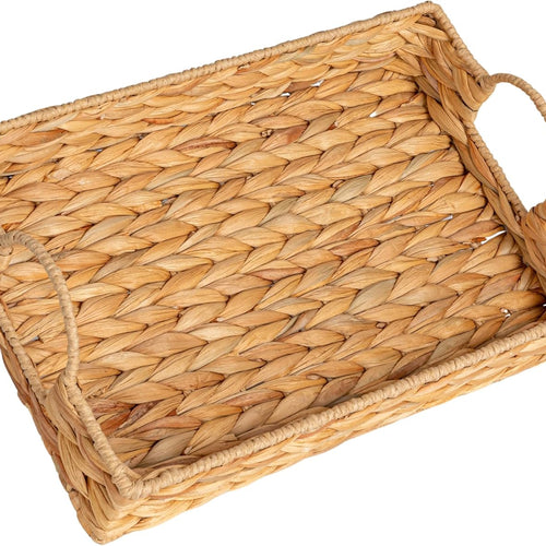 Household Essentials Water Hyacinth Woven Tray with Cutout Handles, Natural - From Where - 