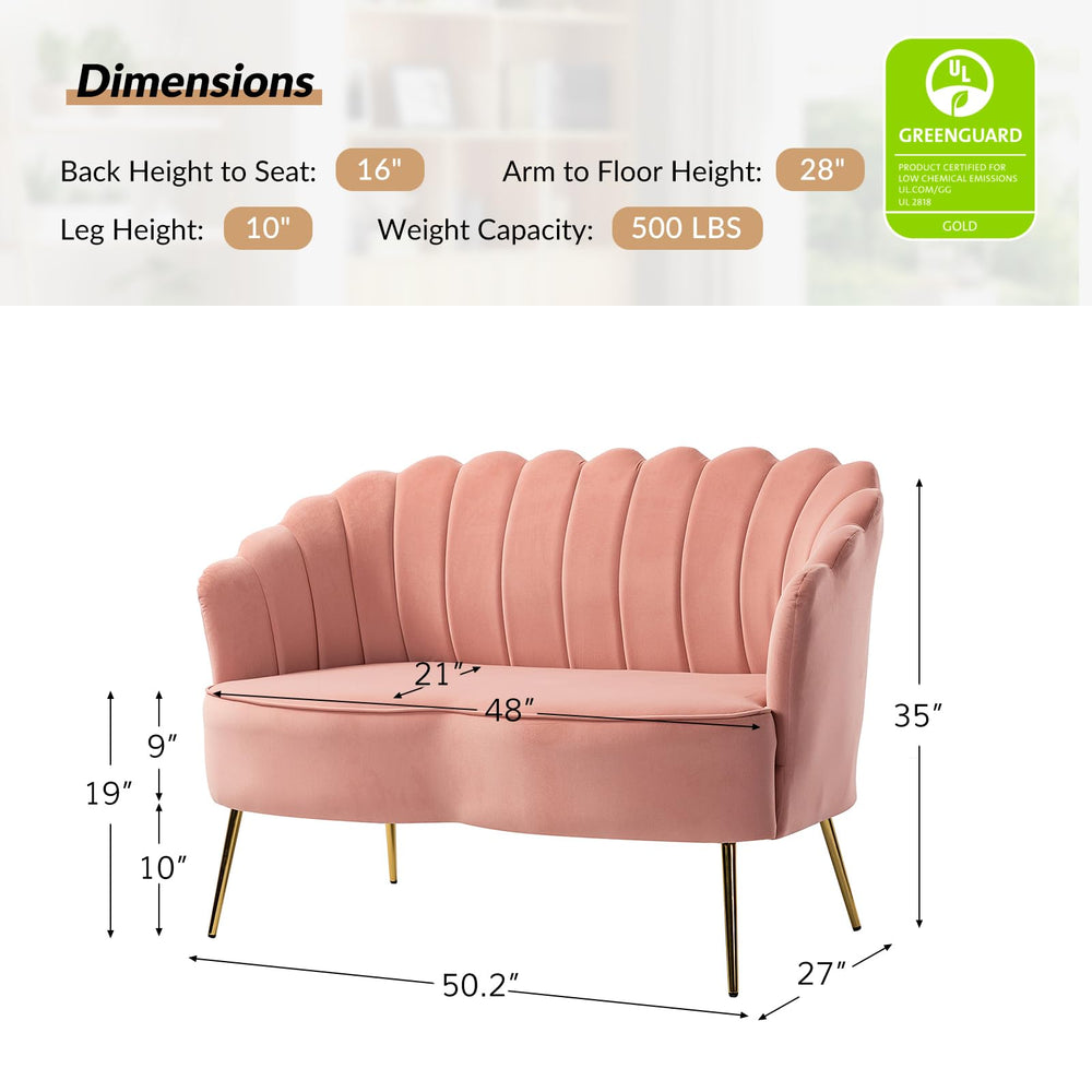 HULALA HOME Pink Velvet Loveseat - From Where - 