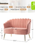HULALA HOME Pink Velvet Loveseat - From Where - 