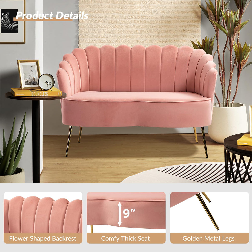 HULALA HOME Pink Velvet Loveseat - From Where - 