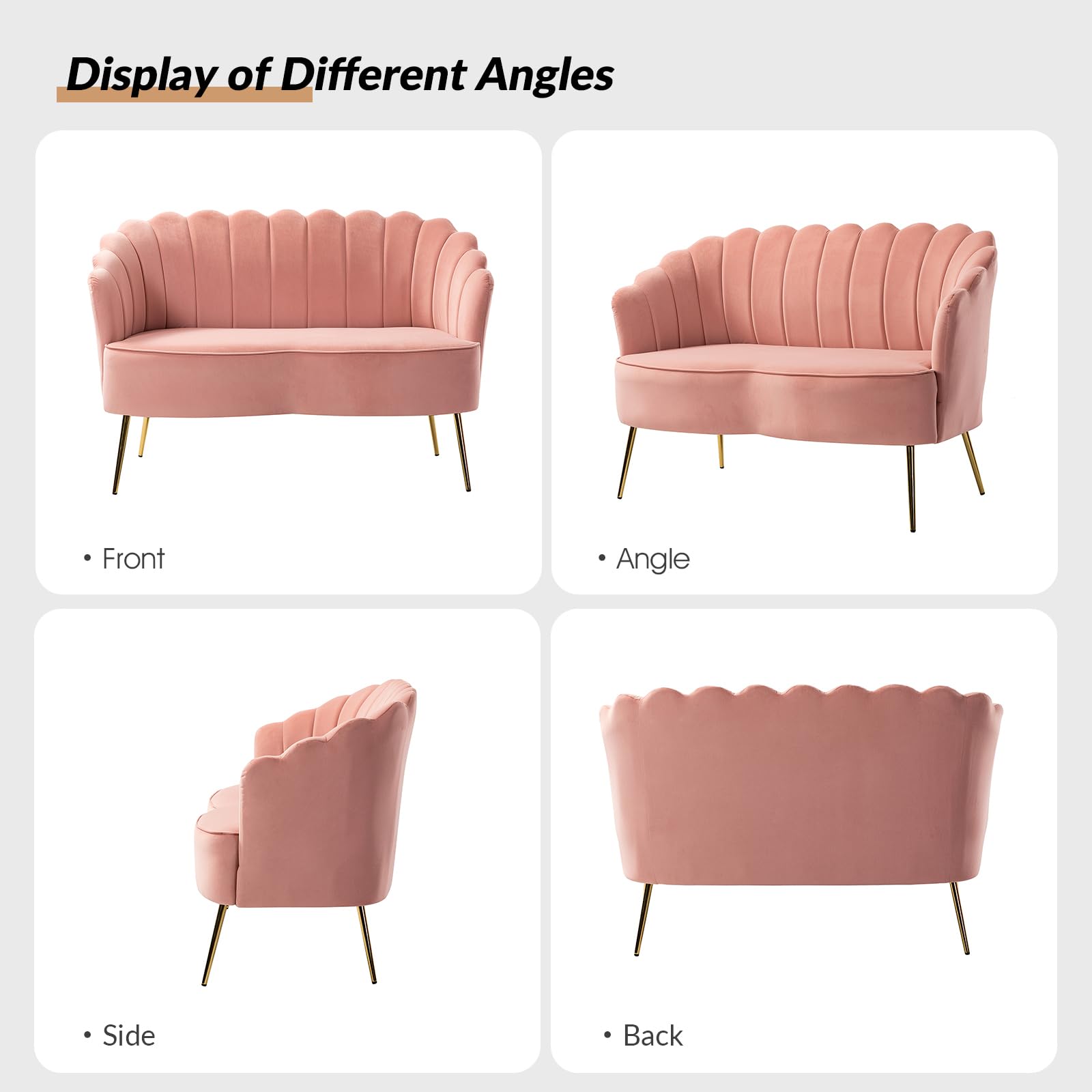 HULALA HOME Pink Velvet Loveseat - From Where - 