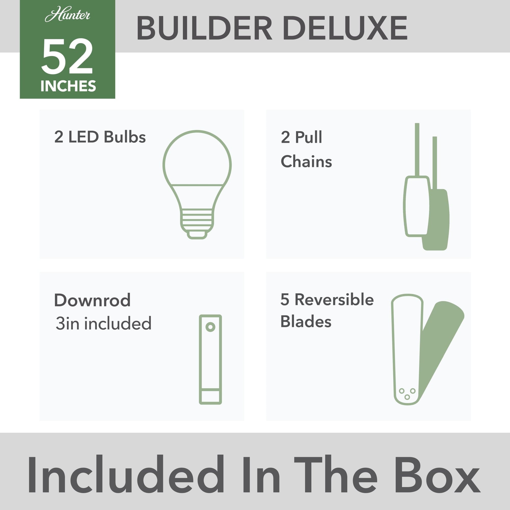 Hunter Builder Deluxe 52" Ceiling Fan - From Where - 