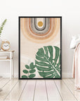 IDEA4WALL Framed Canvas Print Wall Art Sage Green Mid - Century Modern Color Blocks Abstract Shapes Illustrations Modern Art Decorative Minimalist Relax/Cozy Multicolor for Bedroom - 16"x24" Black - From Where - 