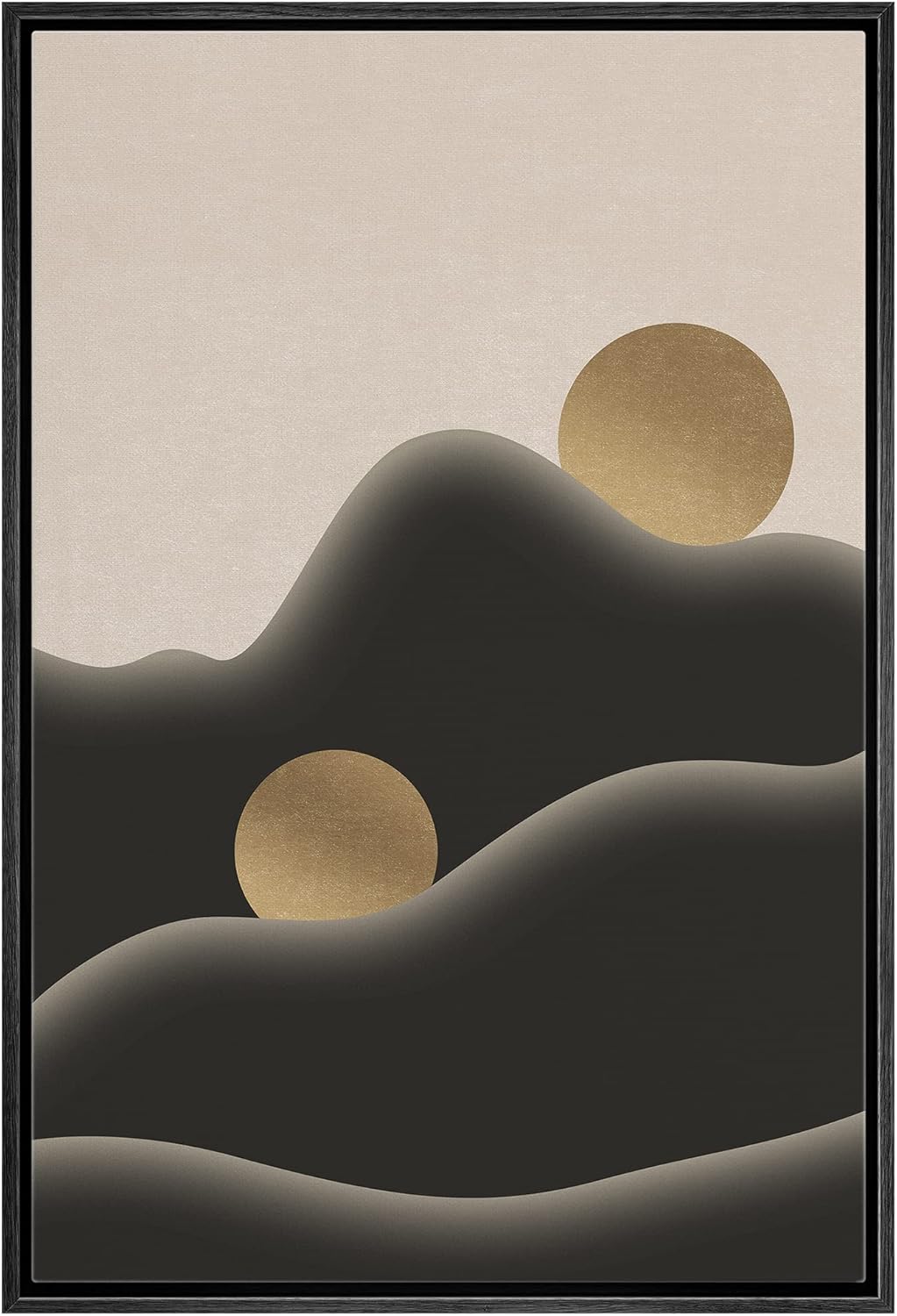 IDEA4WALL Framed Canvas Print Wall Art Sage Green Mid - Century Modern Color Blocks Abstract Shapes Illustrations Modern Art Decorative Minimalist Relax/Cozy Multicolor for Bedroom - 16&quot;x24&quot; Black - From Where - 