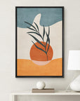 IDEA4WALL Framed Canvas Print Wall Art Sage Green Mid - Century Modern Color Blocks Abstract Shapes Illustrations Modern Art Decorative Minimalist Relax/Cozy Multicolor for Bedroom - 16"x24" Black - From Where - 
