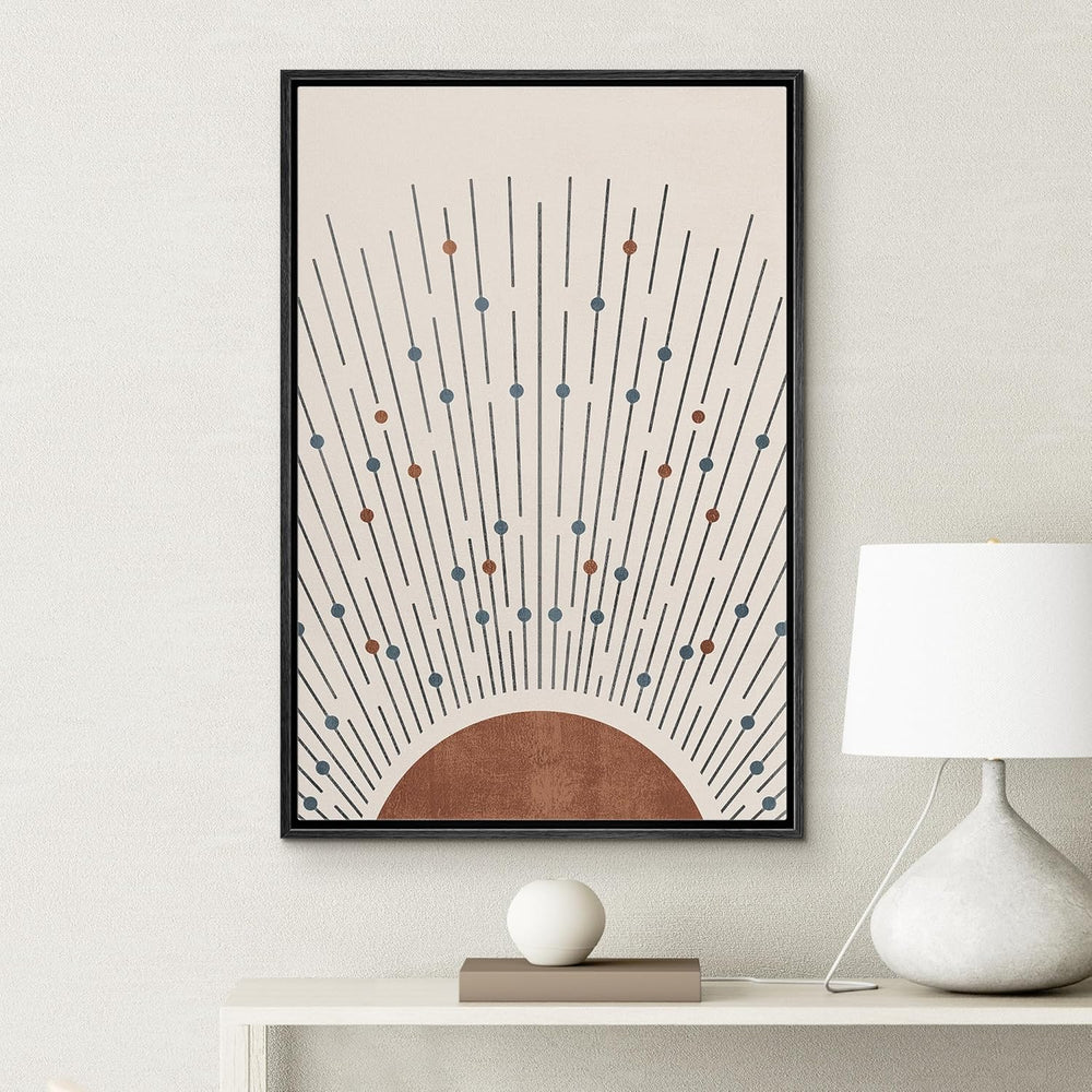 IDEA4WALL Framed Canvas Print Wall Art Sage Green Mid - Century Modern Color Blocks Abstract Shapes Illustrations Modern Art Decorative Minimalist Relax/Cozy Multicolor for Bedroom - 16"x24" Black - From Where - 