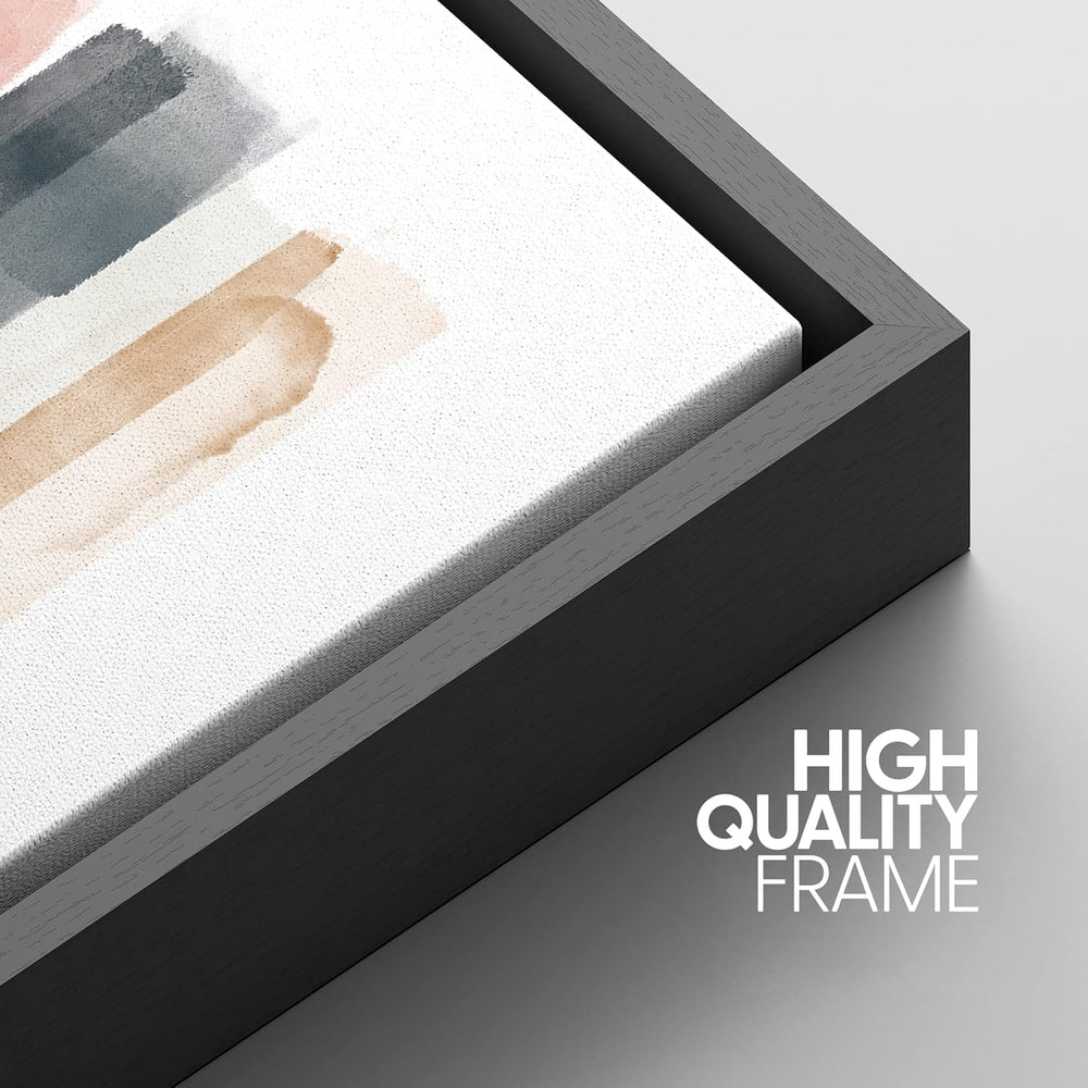 IDEA4WALL Framed Canvas Print Wall Art Sage Green Mid - Century Modern Color Blocks Abstract Shapes Illustrations Modern Art Decorative Minimalist Relax/Cozy Multicolor for Bedroom - 16"x24" Black - From Where - 