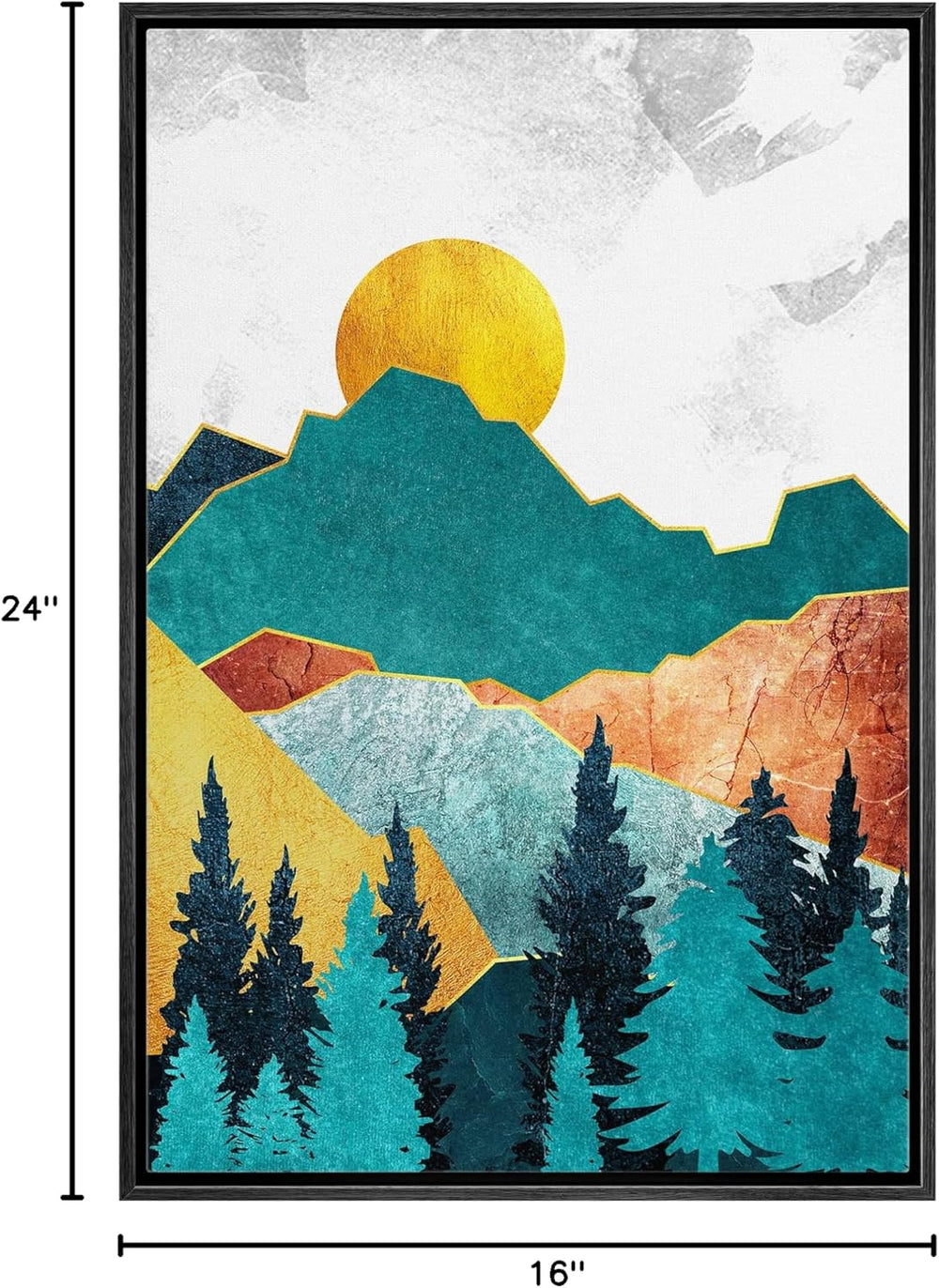 IDEA4WALL Framed Canvas Print Wall Art Sage Green Mid - Century Modern Color Blocks Abstract Shapes Illustrations Modern Art Decorative Minimalist Relax/Cozy Multicolor for Bedroom - 16"x24" Black - From Where - 