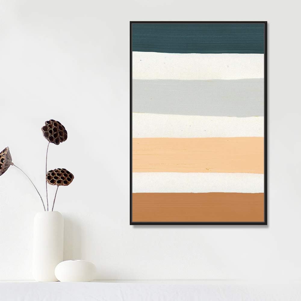 IDEA4WALL Framed Canvas Print Wall Art Sage Green Mid - Century Modern Color Blocks Abstract Shapes Illustrations Modern Art Decorative Minimalist Relax/Cozy Multicolor for Bedroom - 16&quot;x24&quot; Black - From Where - 