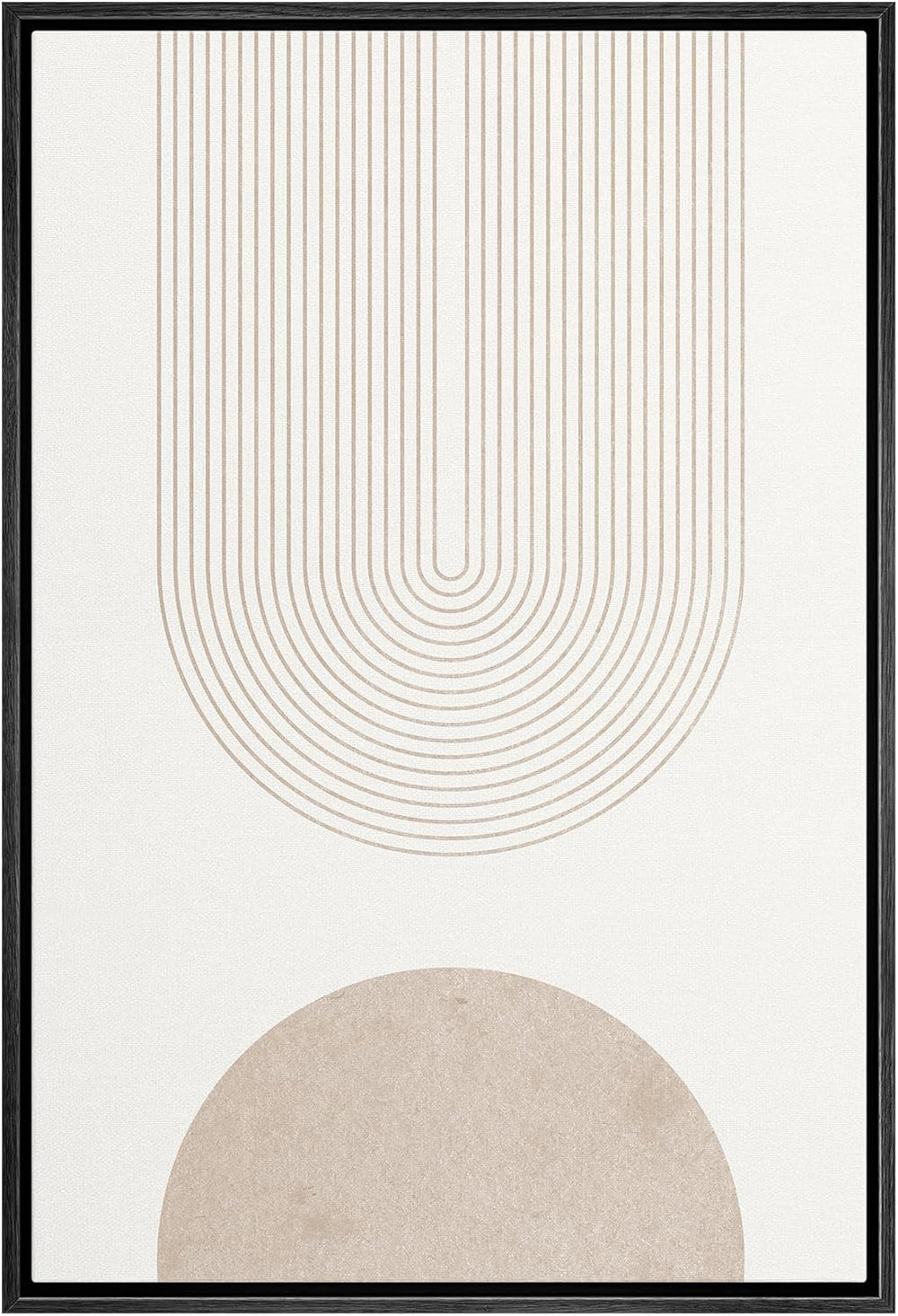 IDEA4WALL Framed Canvas Print Wall Art Sage Green Mid - Century Modern Color Blocks Abstract Shapes Illustrations Modern Art Decorative Minimalist Relax/Cozy Multicolor for Bedroom - 16"x24" Black - From Where - 