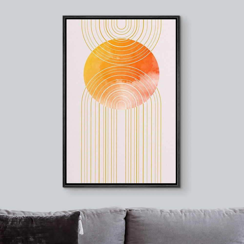 IDEA4WALL Framed Canvas Print Wall Art Sage Green Mid - Century Modern Color Blocks Abstract Shapes Illustrations Modern Art Decorative Minimalist Relax/Cozy Multicolor for Bedroom - 16"x24" Black - From Where - 