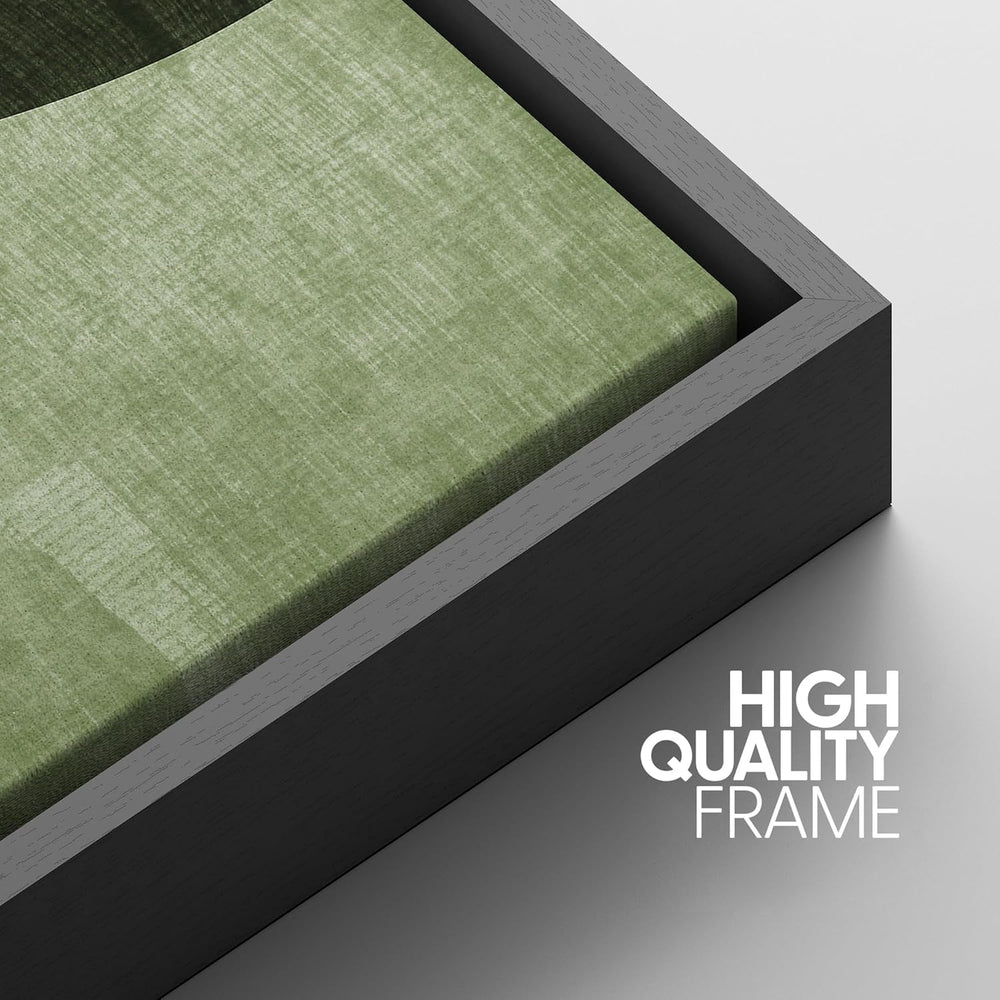 IDEA4WALL Framed Canvas Print Wall Art Sage Green Mid - Century Modern Color Blocks Abstract Shapes Illustrations Modern Art Decorative Minimalist Relax/Cozy Multicolor for Bedroom - 16"x24" Black - From Where - 