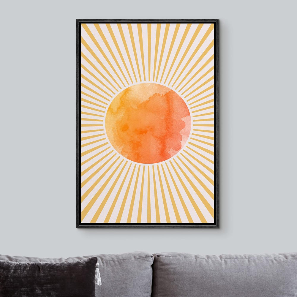 IDEA4WALL Framed Canvas Print Wall Art Sage Green Mid - Century Modern Color Blocks Abstract Shapes Illustrations Modern Art Decorative Minimalist Relax/Cozy Multicolor for Bedroom - 16"x24" Black - From Where - 