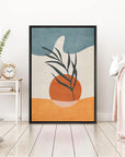 IDEA4WALL Framed Canvas Print Wall Art Sage Green Mid - Century Modern Color Blocks Abstract Shapes Illustrations Modern Art Decorative Minimalist Relax/Cozy Multicolor for Bedroom - 16"x24" Black - From Where - 