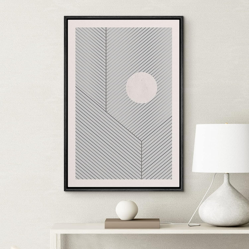 IDEA4WALL Framed Canvas Print Wall Art Sage Green Mid - Century Modern Color Blocks Abstract Shapes Illustrations Modern Art Decorative Minimalist Relax/Cozy Multicolor for Bedroom - 16"x24" Black - From Where - 