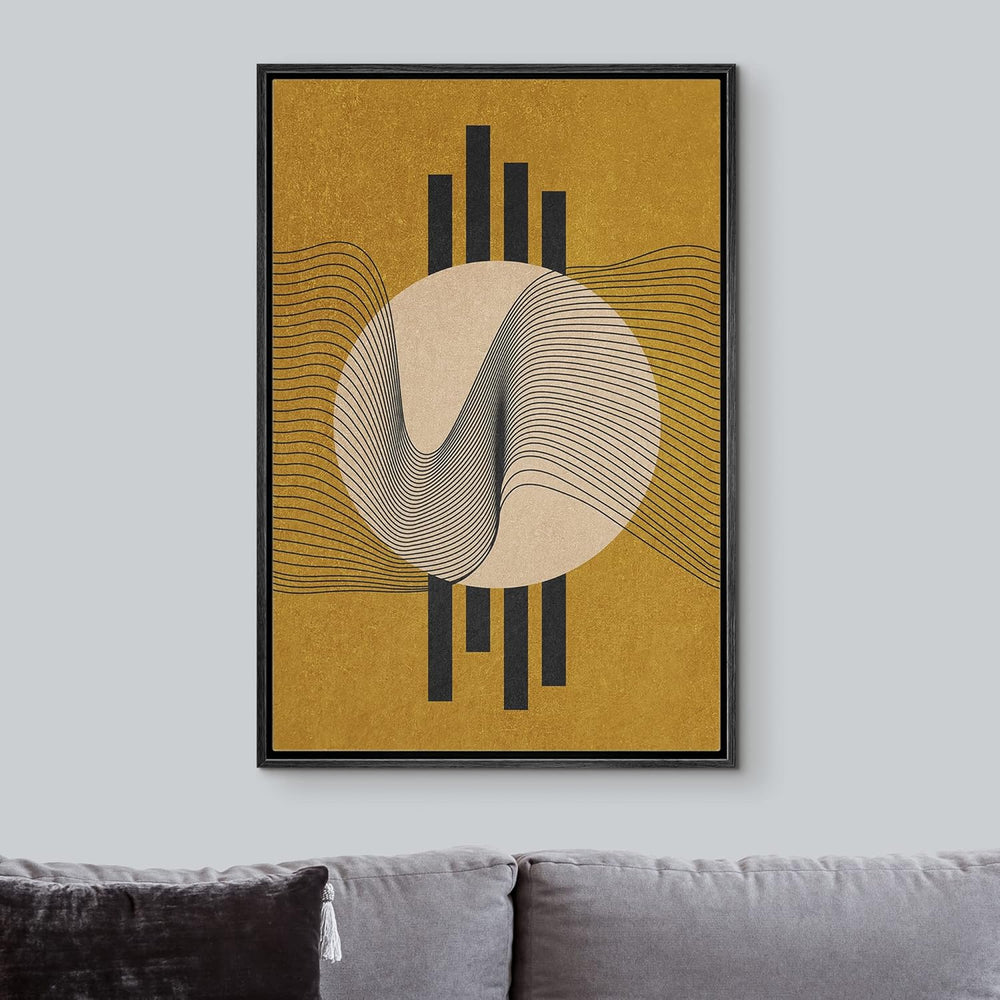 IDEA4WALL Framed Canvas Print Wall Art Sage Green Mid - Century Modern Color Blocks Abstract Shapes Illustrations Modern Art Decorative Minimalist Relax/Cozy Multicolor for Bedroom - 16"x24" Black - From Where - 