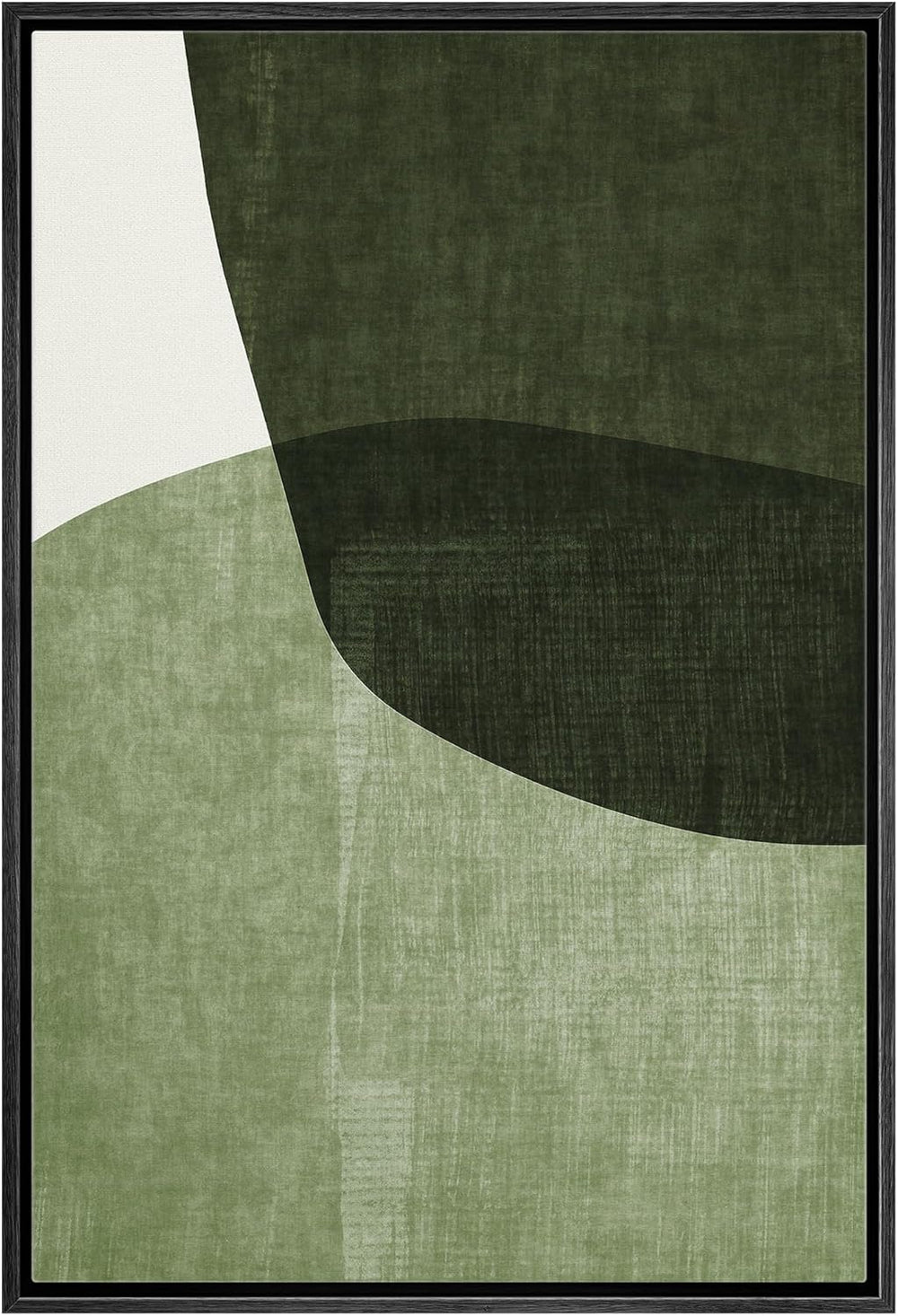 IDEA4WALL Framed Canvas Print Wall Art Sage Green Mid - Century Modern Color Blocks Abstract Shapes Illustrations Modern Art Decorative Minimalist Relax/Cozy Multicolor for Bedroom - 16"x24" Black - From Where - 