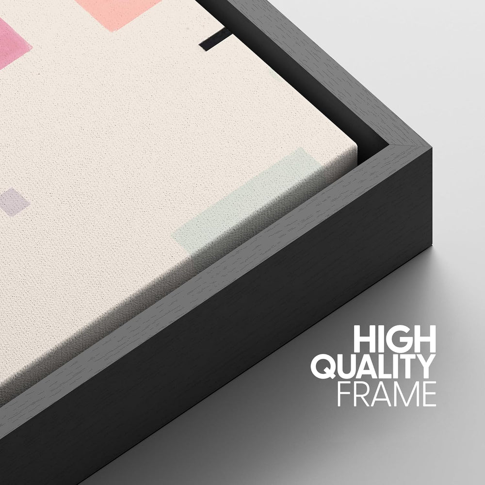 IDEA4WALL Framed Canvas Print Wall Art Sage Green Mid - Century Modern Color Blocks Abstract Shapes Illustrations Modern Art Decorative Minimalist Relax/Cozy Multicolor for Bedroom - 16"x24" Black - From Where - 