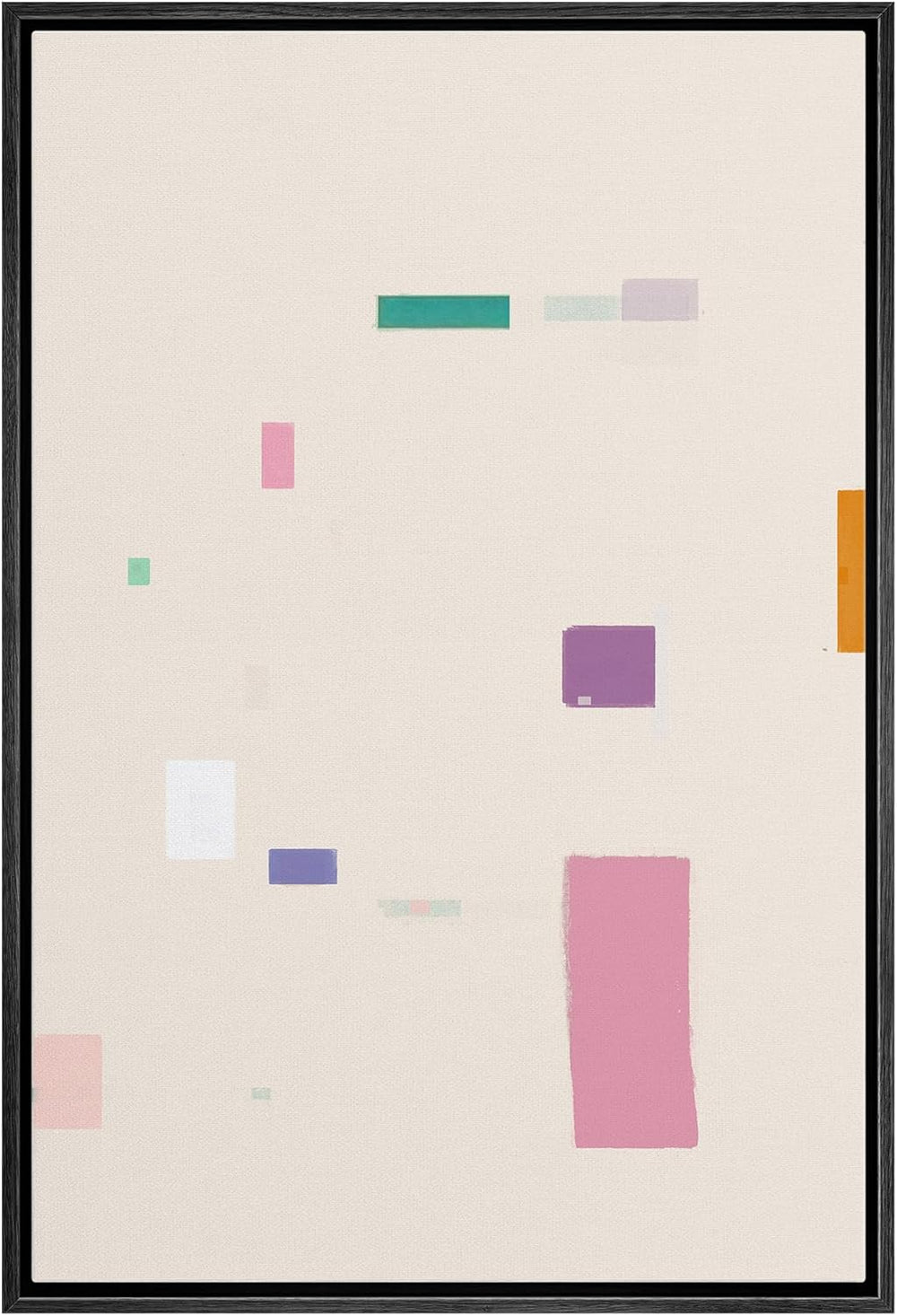 IDEA4WALL Framed Canvas Print Wall Art Sage Green Mid - Century Modern Color Blocks Abstract Shapes Illustrations Modern Art Decorative Minimalist Relax/Cozy Multicolor for Bedroom - 16"x24" Black - From Where - 