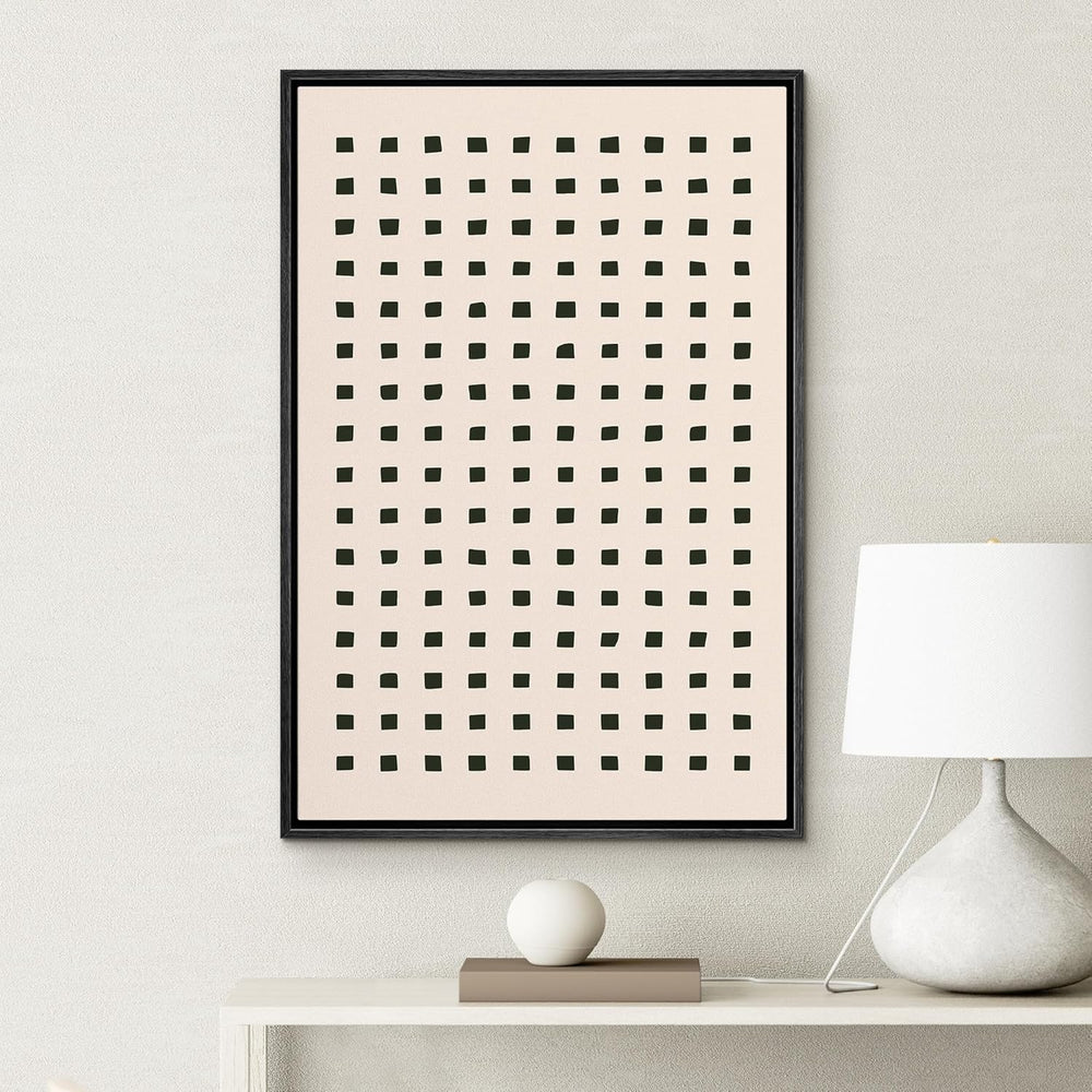 IDEA4WALL Framed Canvas Print Wall Art Sage Green Mid - Century Modern Color Blocks Abstract Shapes Illustrations Modern Art Decorative Minimalist Relax/Cozy Multicolor for Bedroom - 16"x24" Black - From Where - 