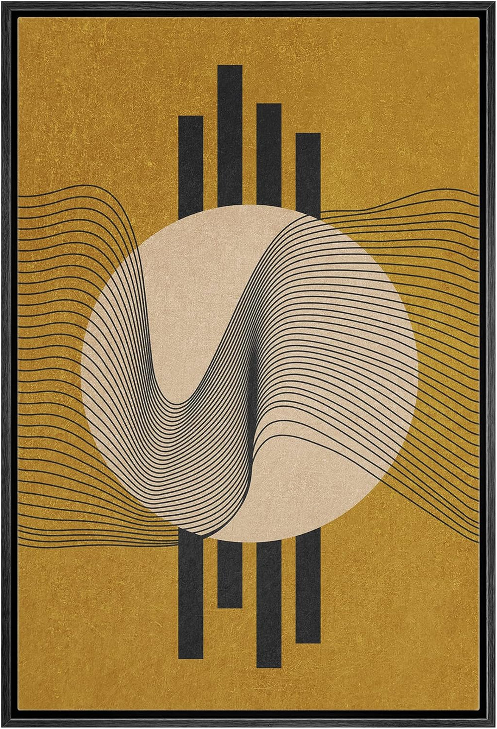 IDEA4WALL Framed Canvas Print Wall Art Sage Green Mid - Century Modern Color Blocks Abstract Shapes Illustrations Modern Art Decorative Minimalist Relax/Cozy Multicolor for Bedroom - 16"x24" Black - From Where - 