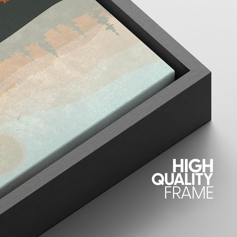 IDEA4WALL Framed Canvas Print Wall Art Sage Green Mid - Century Modern Color Blocks Abstract Shapes Illustrations Modern Art Decorative Minimalist Relax/Cozy Multicolor for Bedroom - 16"x24" Black - From Where - 