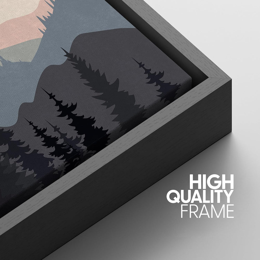 IDEA4WALL Framed Canvas Print Wall Art Sage Green Mid - Century Modern Color Blocks Abstract Shapes Illustrations Modern Art Decorative Minimalist Relax/Cozy Multicolor for Bedroom - 16"x24" Black - From Where - 