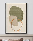 IDEA4WALL Framed Canvas Print Wall Art Sage Green Mid - Century Modern Color Blocks Abstract Shapes Illustrations Modern Art Decorative Minimalist Relax/Cozy Multicolor for Bedroom - 16"x24" Black - From Where - 