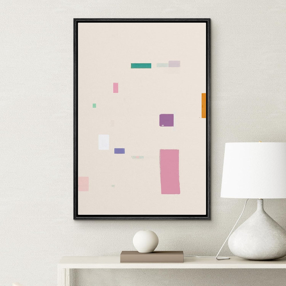 IDEA4WALL Framed Canvas Print Wall Art Sage Green Mid - Century Modern Color Blocks Abstract Shapes Illustrations Modern Art Decorative Minimalist Relax/Cozy Multicolor for Bedroom - 16"x24" Black - From Where - 