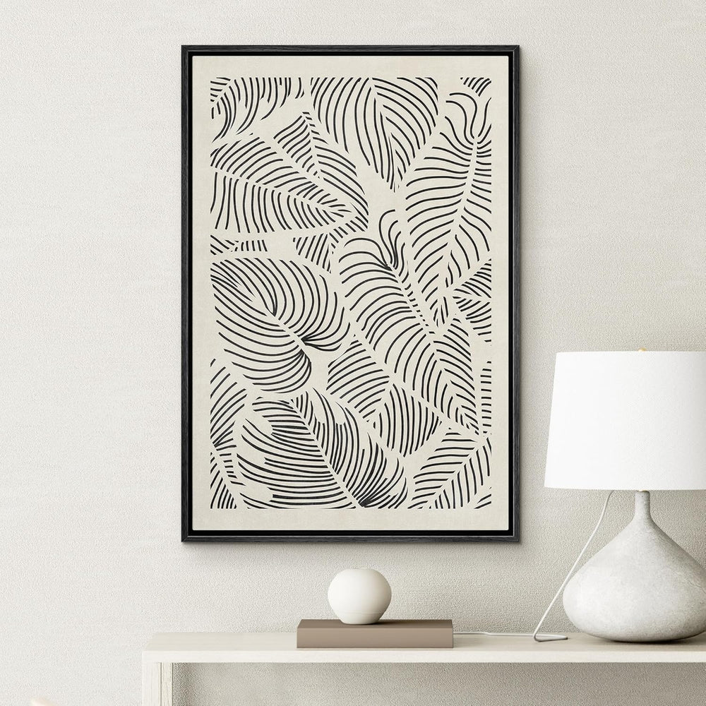 IDEA4WALL Framed Canvas Print Wall Art Sage Green Mid - Century Modern Color Blocks Abstract Shapes Illustrations Modern Art Decorative Minimalist Relax/Cozy Multicolor for Bedroom - 16"x24" Black - From Where - 