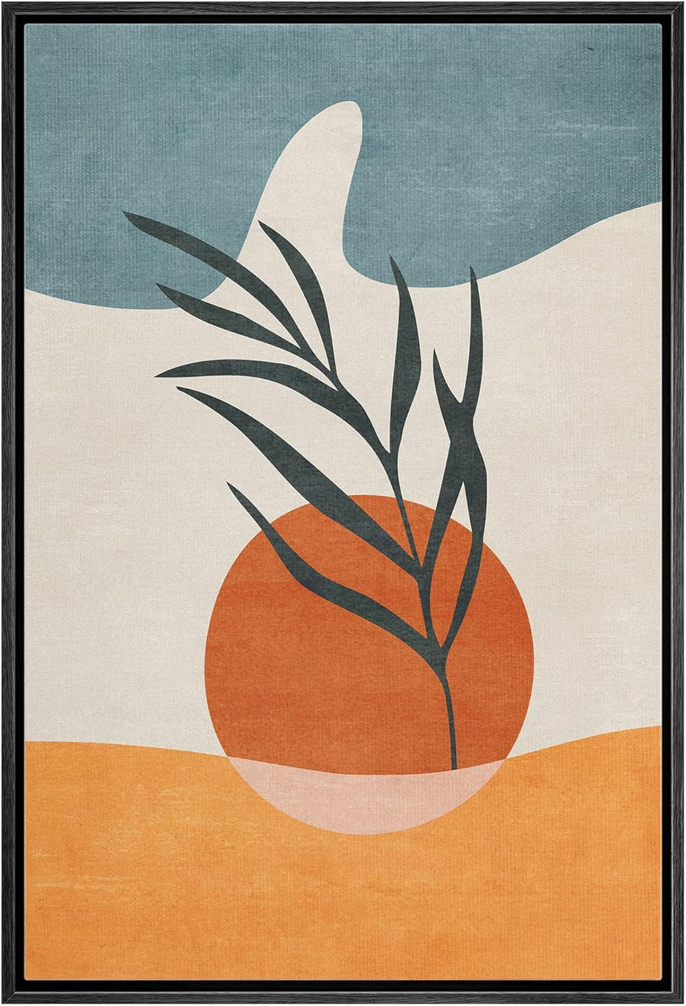 IDEA4WALL Framed Canvas Print Wall Art Sage Green Mid - Century Modern Color Blocks Abstract Shapes Illustrations Modern Art Decorative Minimalist Relax/Cozy Multicolor for Bedroom - 16"x24" Black - From Where - 