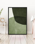 IDEA4WALL Framed Canvas Print Wall Art Sage Green Mid - Century Modern Color Blocks Abstract Shapes Illustrations Modern Art Decorative Minimalist Relax/Cozy Multicolor for Bedroom - 16"x24" Black - From Where - 