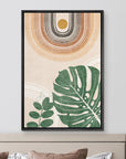 IDEA4WALL Framed Canvas Print Wall Art Sage Green Mid - Century Modern Color Blocks Abstract Shapes Illustrations Modern Art Decorative Minimalist Relax/Cozy Multicolor for Bedroom - 16"x24" Black - From Where - 