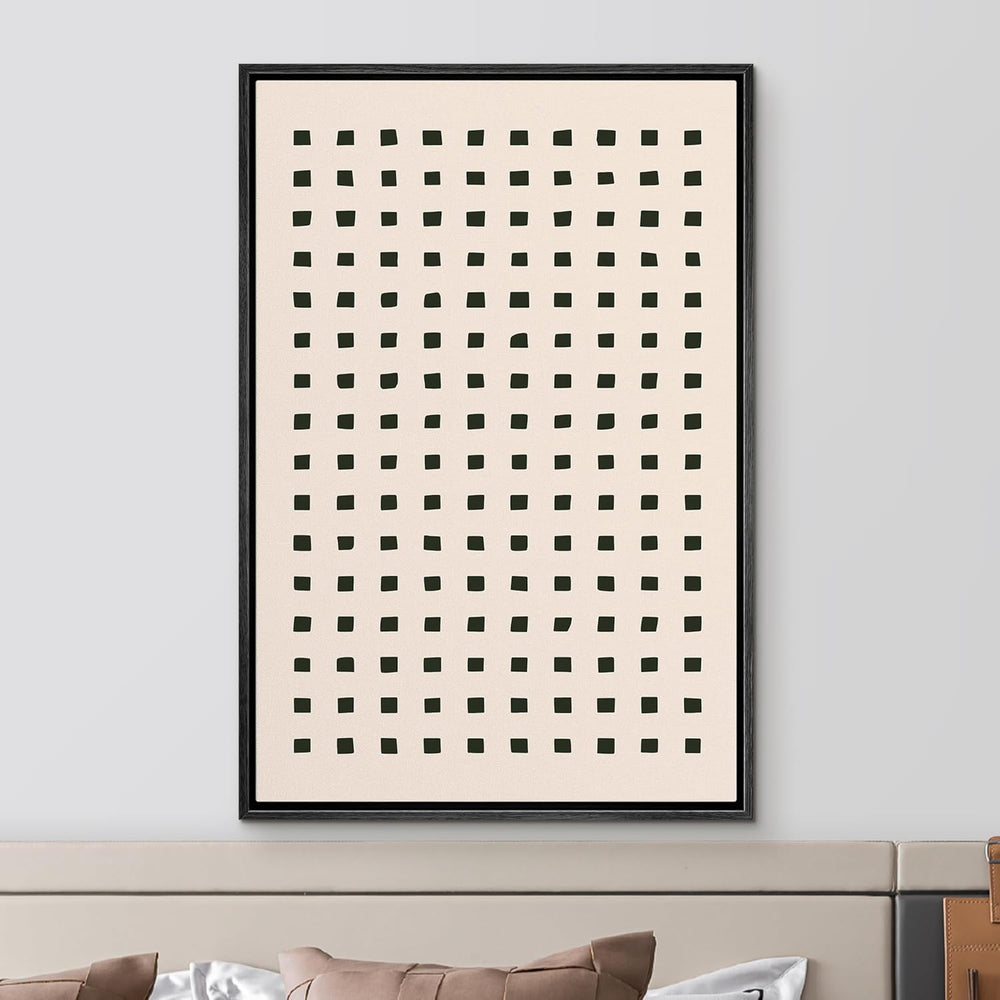 IDEA4WALL Framed Canvas Print Wall Art Sage Green Mid - Century Modern Color Blocks Abstract Shapes Illustrations Modern Art Decorative Minimalist Relax/Cozy Multicolor for Bedroom - 16"x24" Black - From Where - 