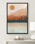 IDEA4WALL Framed Canvas Print Wall Art Sage Green Mid - Century Modern Color Blocks Abstract Shapes Illustrations Modern Art Decorative Minimalist Relax/Cozy Multicolor for Bedroom - 16"x24" Black - From Where - 