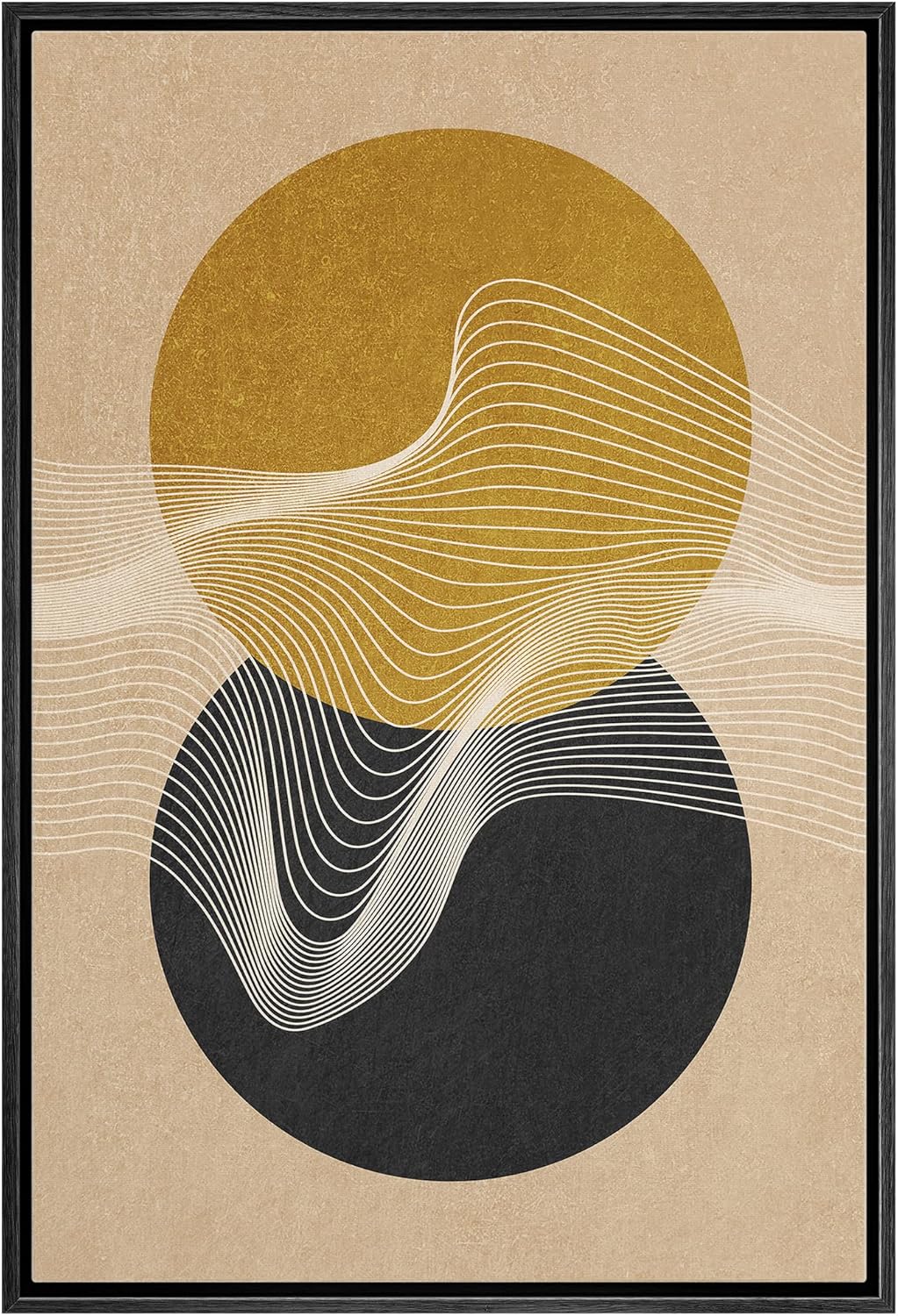 IDEA4WALL Framed Canvas Print Wall Art Sage Green Mid - Century Modern Color Blocks Abstract Shapes Illustrations Modern Art Decorative Minimalist Relax/Cozy Multicolor for Bedroom - 16&quot;x24&quot; Black - From Where - 