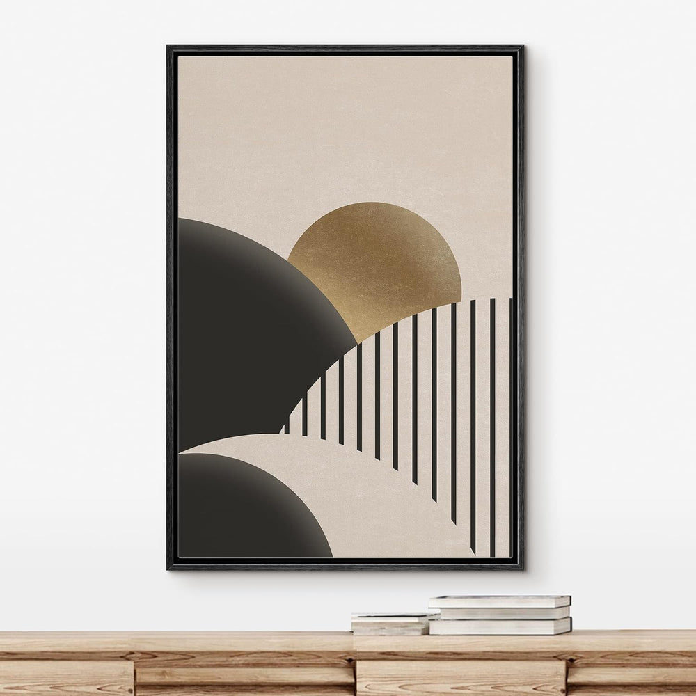 IDEA4WALL Framed Canvas Print Wall Art Sage Green Mid - Century Modern Color Blocks Abstract Shapes Illustrations Modern Art Decorative Minimalist Relax/Cozy Multicolor for Bedroom - 16"x24" Black - From Where - 