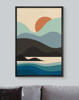 IDEA4WALL Framed Canvas Print Wall Art Sage Green Mid - Century Modern Color Blocks Abstract Shapes Illustrations Modern Art Decorative Minimalist Relax/Cozy Multicolor for Bedroom - 16"x24" Black - From Where - 