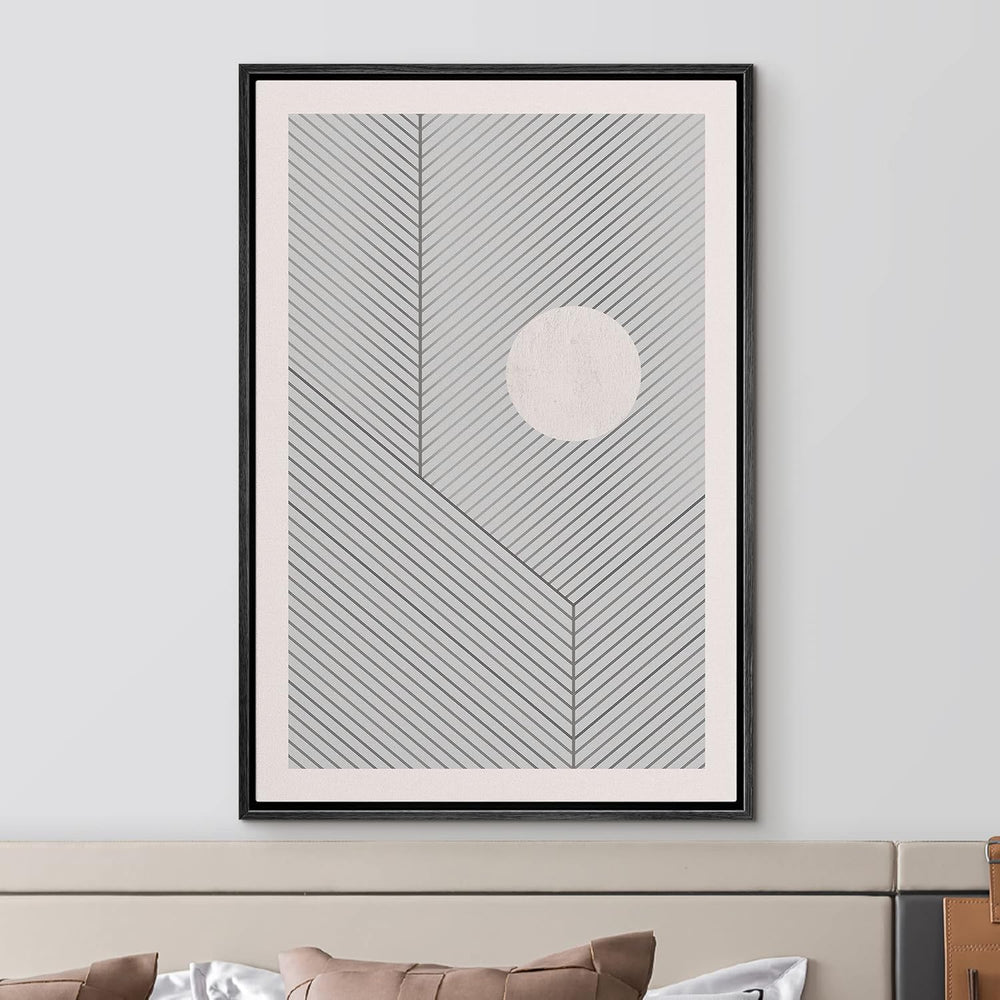 IDEA4WALL Framed Canvas Print Wall Art Sage Green Mid - Century Modern Color Blocks Abstract Shapes Illustrations Modern Art Decorative Minimalist Relax/Cozy Multicolor for Bedroom - 16"x24" Black - From Where - 