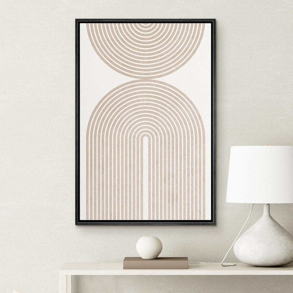 IDEA4WALL Framed Canvas Print Wall Art Sage Green Mid - Century Modern Color Blocks Abstract Shapes Illustrations Modern Art Decorative Minimalist Relax/Cozy Multicolor for Bedroom - 16"x24" Black - From Where - 