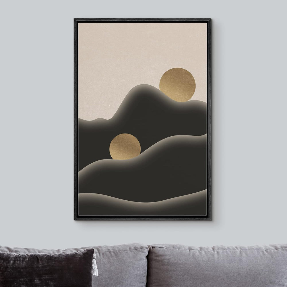 IDEA4WALL Framed Canvas Print Wall Art Sage Green Mid - Century Modern Color Blocks Abstract Shapes Illustrations Modern Art Decorative Minimalist Relax/Cozy Multicolor for Bedroom - 16"x24" Black - From Where - 